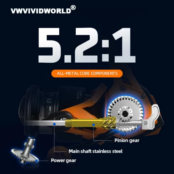 Carreto de Spinning VWVIVIDWORLD NTS2 com Bobine Rasa e Drag 6kg - Image 5
