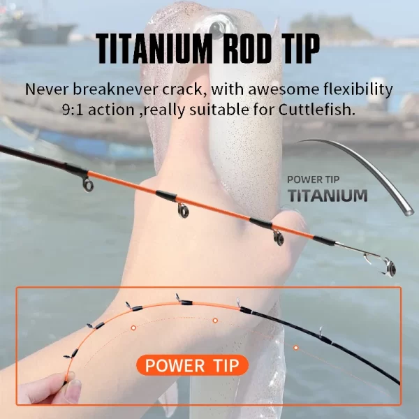Cana ROLL FISH 1.7m Carbono com Ponta de Titânio Ação Rápida 8:2 para Pesca Embarcada - Image 3