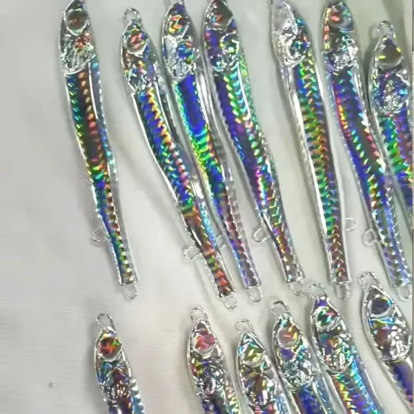 Amostra Jig Metálica Fluorescente Fast Falling 60g 80g com Anzol Triplo - Image 4
