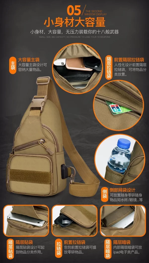 Mala de Ombro Impermeável com Porta USB para Amostras e Acessórios de Pesca - Image 6