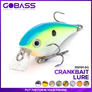 Amostra Crankbait GOBASS Squarebill ação até 1m 6g 55mm com Rattling