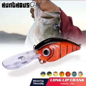 Amostra Crankbait HUNT HOUSE Deep Diver até 3.5m 13g/28g 60mm/75mm com Rattling