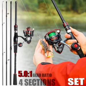 Conjunto Sougayilang Cana Carbono 1.8m–2.1m + Carreto 2000–4000 Drag 8kg e 5.0:1