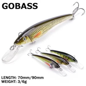 Amostra Flutuante Crankbait GOBASS 70mm/90mm com Ação Ruidosa