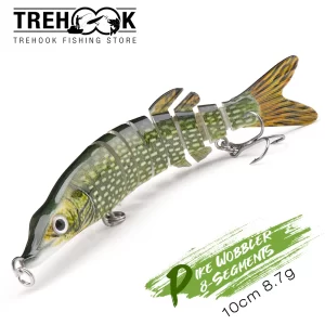 Amostra TREHOOK Swimbait Articulado Pike ABS 10 cm 8,7 g