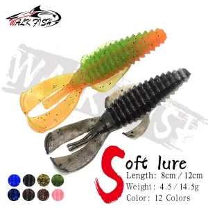 Conjunto 7 Amostras Softbait WALK FISH RGBUG 8cm/12cm Silicone Estilo Lagostim