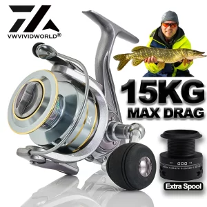 Carreto VWVIVIDWORLD Spinning VW-L-KSA Metálico com Bobine Dupla CNC 5.1:1 e Drag 15 kg