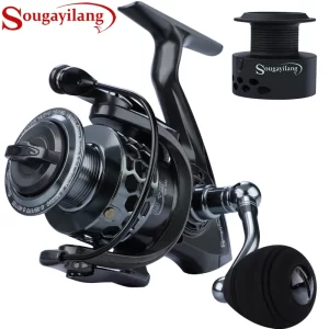Carreto Spinning Sougayilang XY1000–5000 13+1BB 5.5:1 Corpo em Alumínio Drag até 12kg