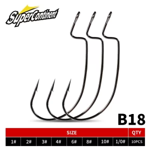 Anzóis Supercontinent Offset em Aço Carbono para Texas Rig (5 un)