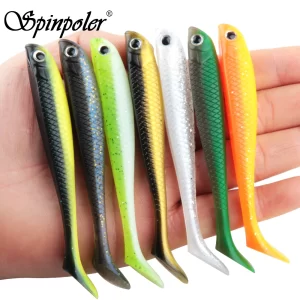 Conjunto 10 Amostras Softbait Paddle Tail Spinpoler 5.5cm 8cm 9.5cm PVC com Olhos 3D