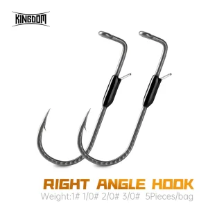 Anzol Kingdom Drop Shot 90° com Farpa 5pcs Aço Carbono para Montagens Verticais