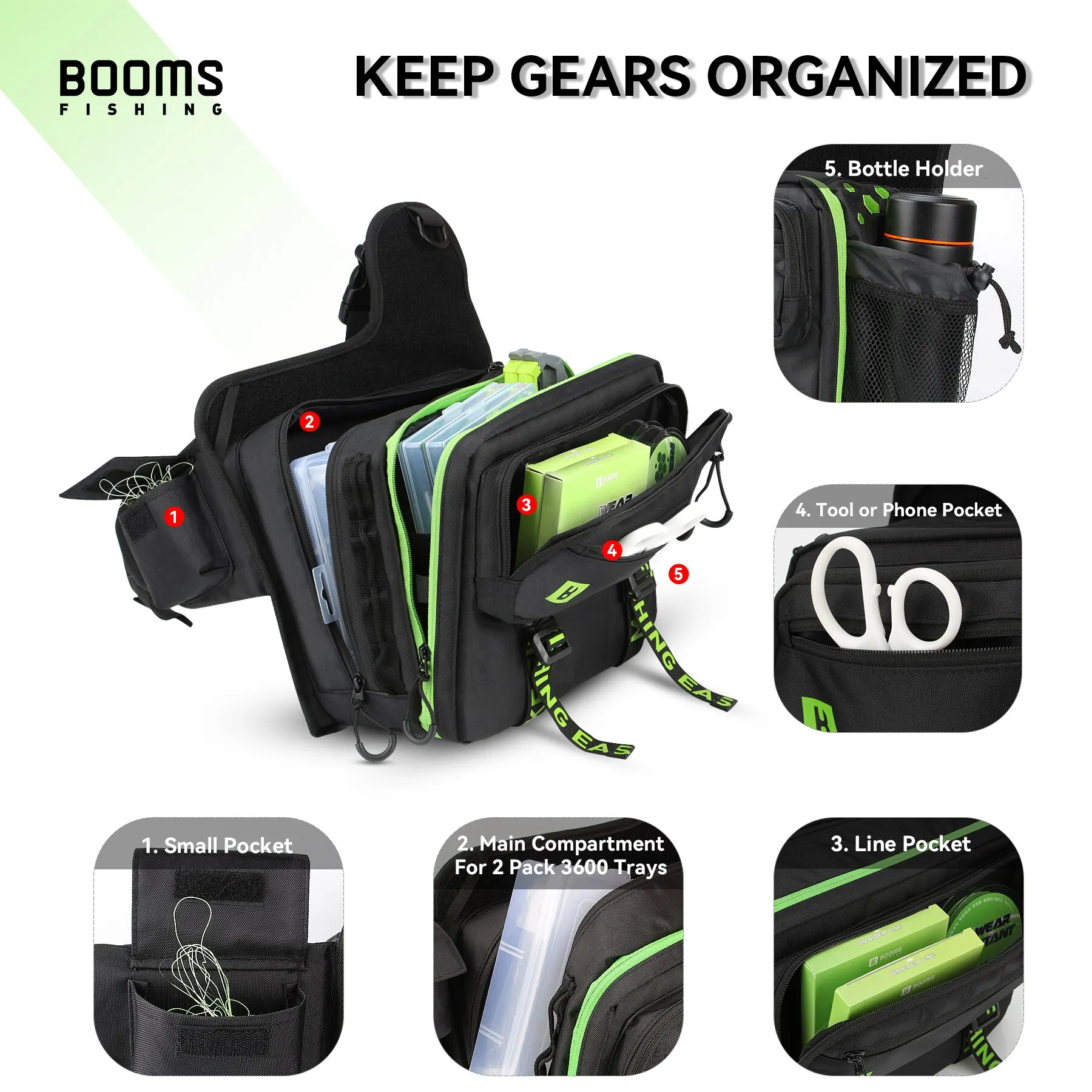 Bolsa de Pesca Booms Fishing IB1 Nylon Alta Capacidade 3 Camadas - Image 3