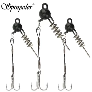 Conjunto Cabeçote Jig Orelhudo com Mola + Stinger com Fateixa Spinpoler para Amostras Softbait (7g–50g)