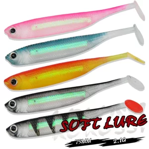 Amostra KoKossi Softbait T-Tail Silicone 7.5 cm 2.1 g – Pack 5 Unidades
