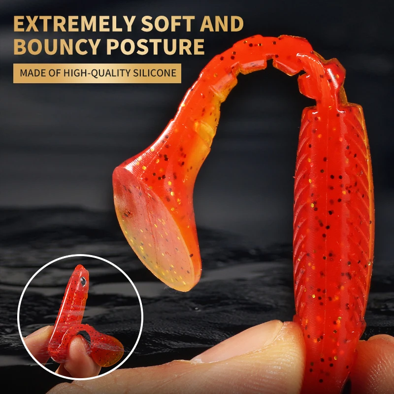 Amostra Softbait Supercontinent Cannibal Bicolor com Aroma 62mm, 80mm ou 96mm T-Tail - Image 4