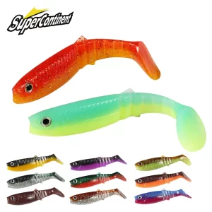 Amostra Softbait Supercontinent Cannibal Bicolor com Aroma 62mm, 80mm ou 96mm T-Tail
