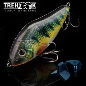 Jerkbait TREHOOK 8cm 24g Slow Sinking com Rattle para Lúcio e Predadores