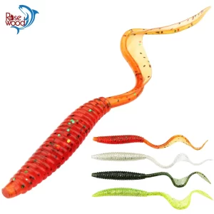 Conjunto 5 Vinis RoseWood Minhoca Flexível com Cauda Onda 13–18cm para Predadores