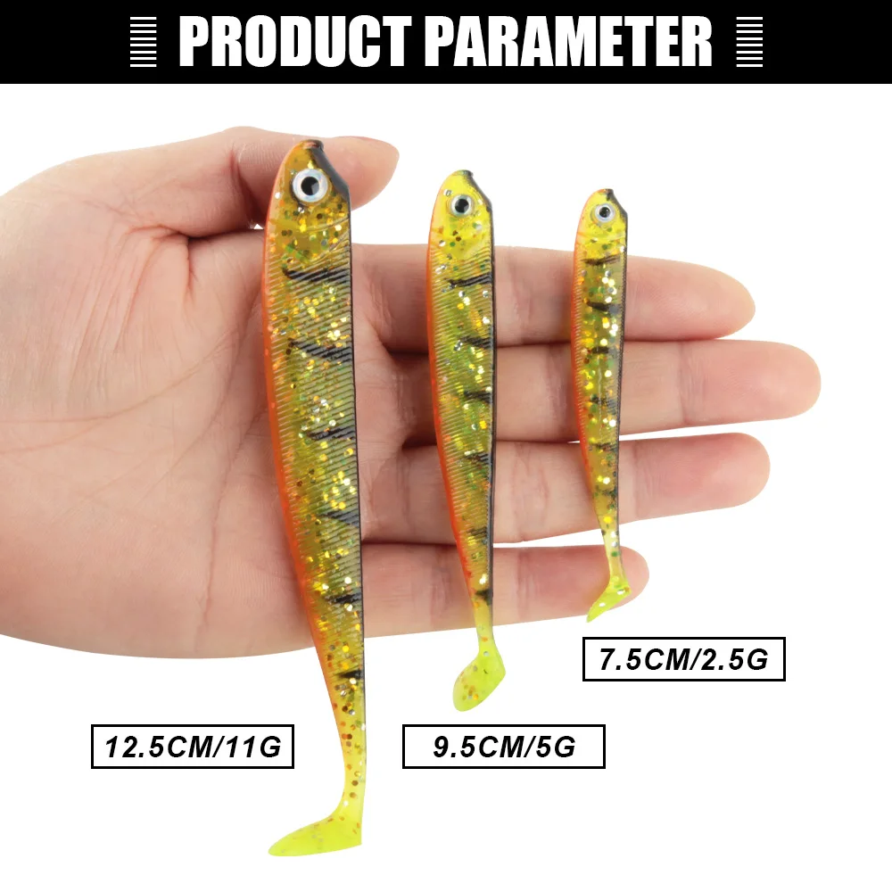 Amostra Spinpoler Soft Shad Paddle Tail 7.5cm 2.5g / 9.5cm 5g / 12.5cm 11g (8/5/3 un.) - Image 2