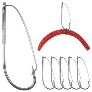 Anzóis Wacky Rig Weedless em Aço Carbono 1/0–3/0 para Amostras de Vinil (30 unid.)