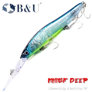 Minnow Deep Diver B&U 110mm Slow Floating para Predadores