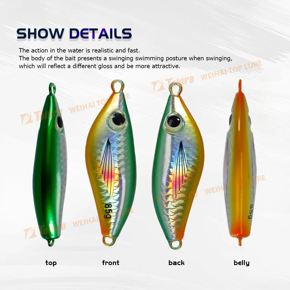 Jig Metálico Butterball TOLU 45g 65g 85g 100g Luminescente para Shore Jigging e Vertical - Image 4