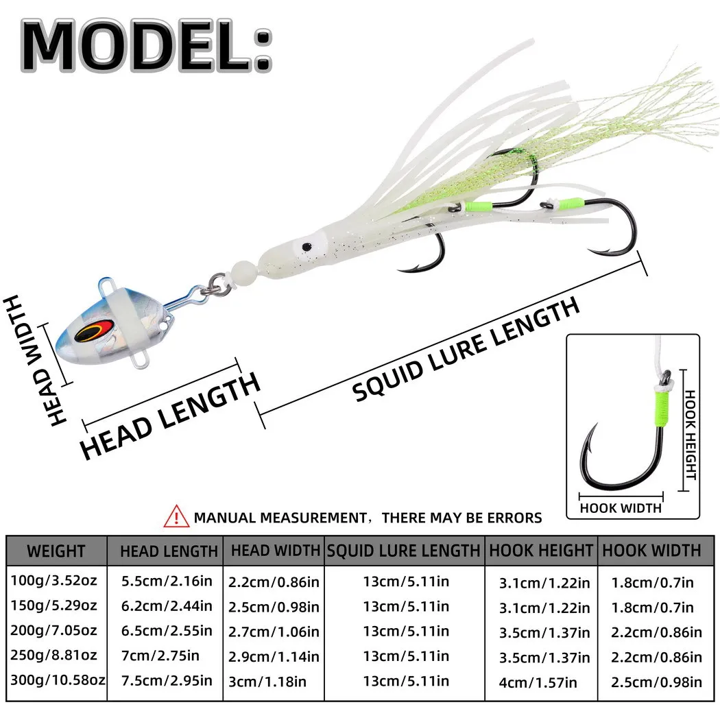 Inchiku Kabura Luminescente 100g 150g 200g 250g 300g para Pesca Embarcada - Image 2