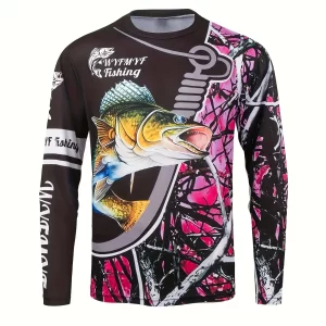 Camisola Técnica de Pesca Estampada de Manga Comprida com Protecção Solar
