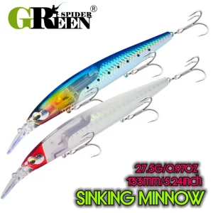 Minnow Long Cast Flash Blade Greenspider 133mm 27,5g com Sistema Magnético