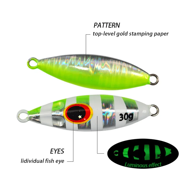 Jig Metálico Slow Pitch Luminescente 30g 40g 60g 80g 100g 120g sem Anzol - Image 5