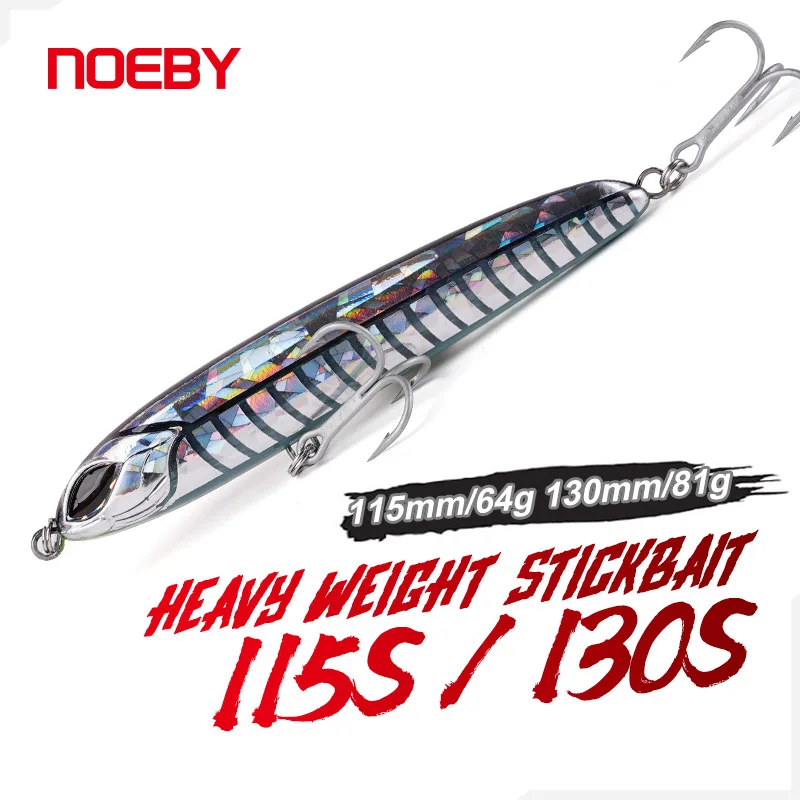 Stickbait Pencil Heavy Sinking NOEBY 115mm 64g 130mm 81g para Predadores de Mar
