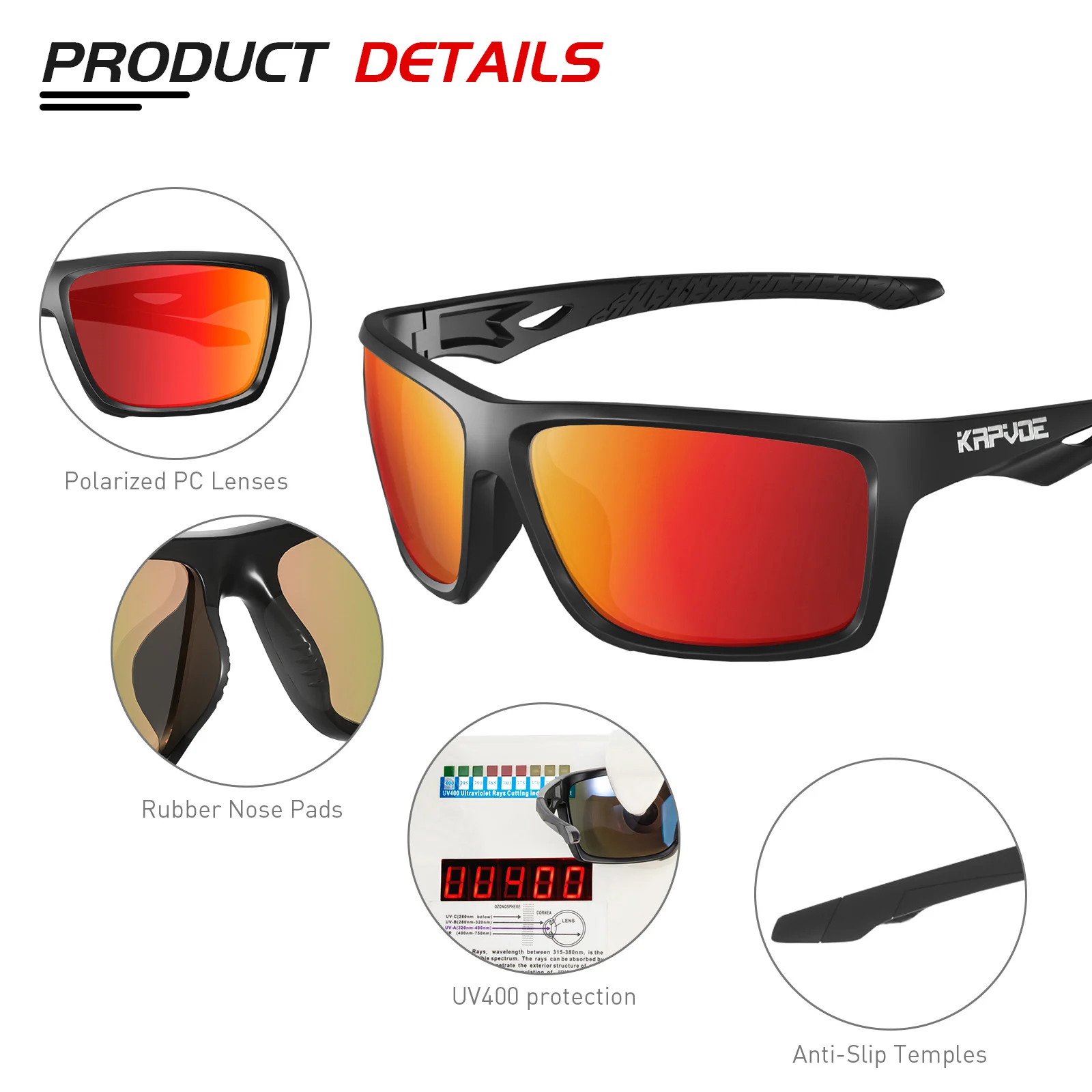 Óculos Polarizados Kapvoe UV400 HD para Pesca e Exterior - Image 4