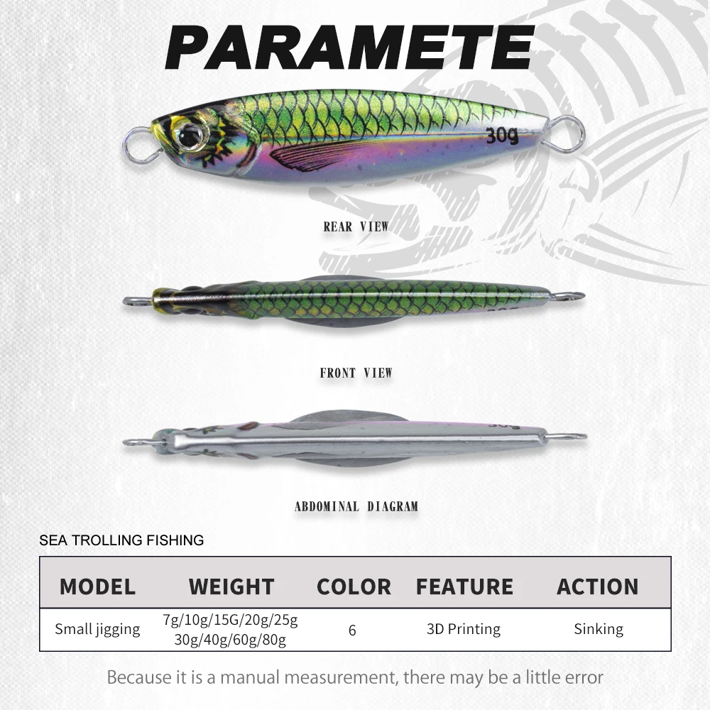 Jig Metálico Casting Jig Hunthouse 7g a 80g para Shore Jigging - Image 2