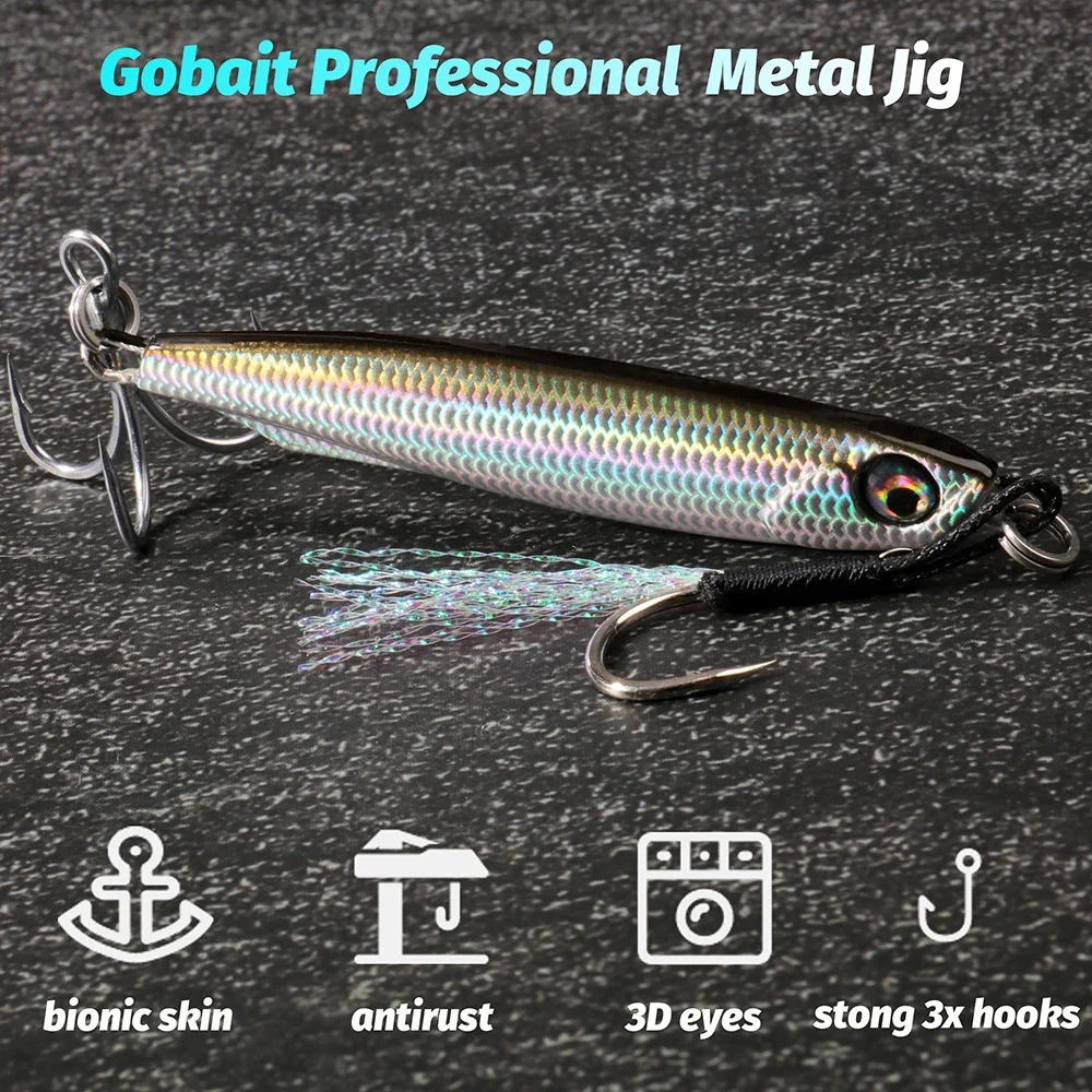 Jig Metálico Casting Jig Slim GOBAIT 10g 20g 30g 40g Holográfico - Image 2