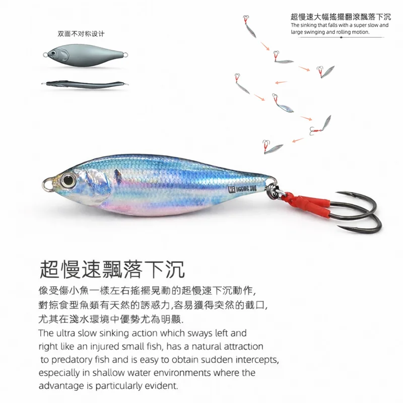 Jig Metálico Slow Fall Konosirus Mr JigginG 10g a 40g para Shore Jigging - Image 3