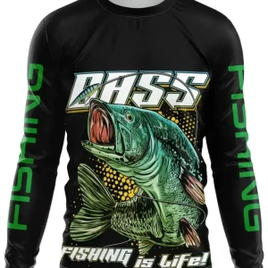 Camisola Técnica de Pesca Bass Manga Comprida com Estampa Sublimada
