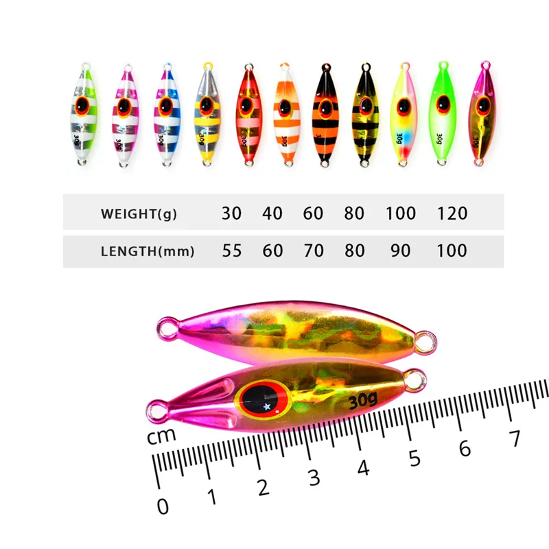 Jig Metálico Slow Pitch Luminescente 30g 40g 60g 80g 100g 120g sem Anzol - Image 3