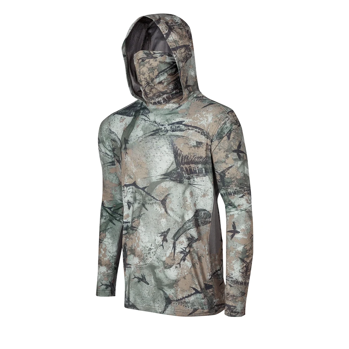 Camisola Técnica de Pesca com Capuz, Máscara Facial e Protecção UV UPF 50+ - Image 3