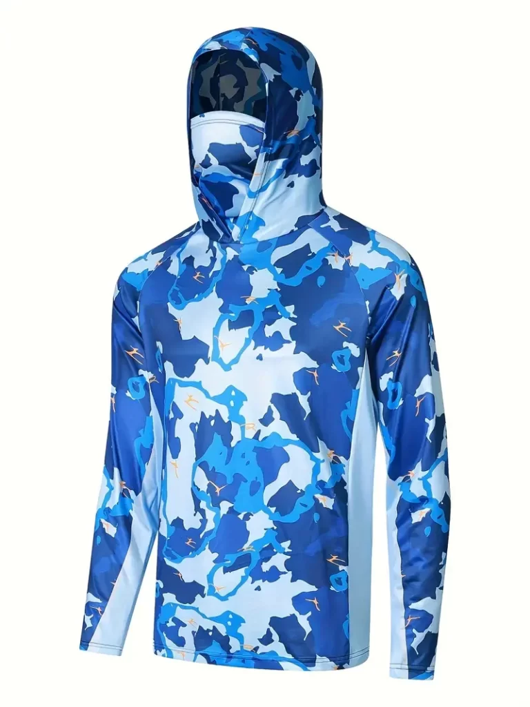 Camisola Técnica de Pesca com Capuz, Máscara Integrada e Protecção UV
