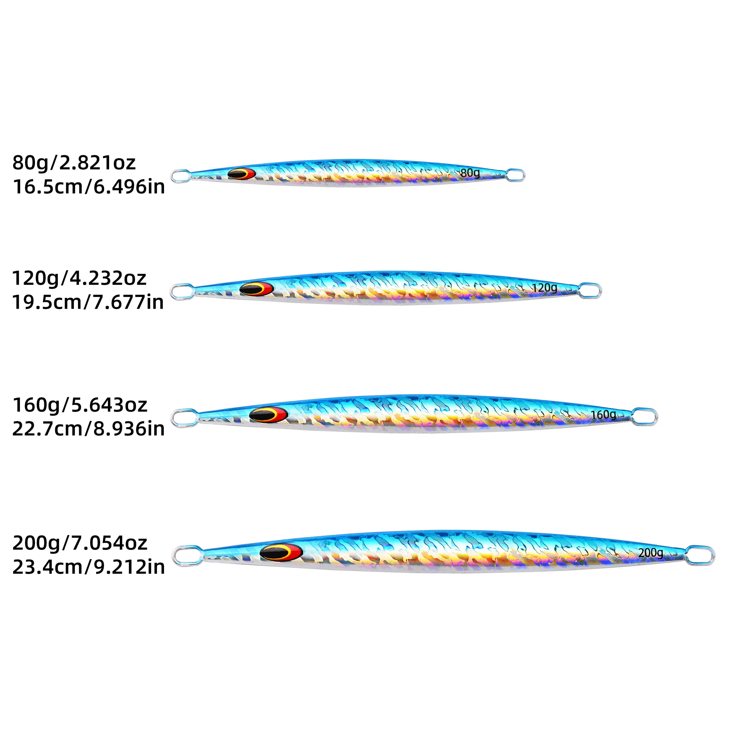 Conjunto 5 Jigs Metálicos Vertical Speed Jig Aorace 80g 120g 160g 200 - Image 4