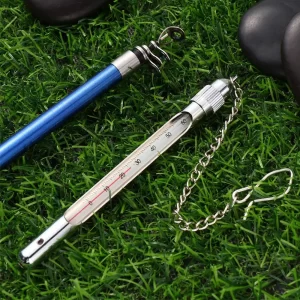 Termómetro de Água de Bolso para Pesca com Estojo Metálico e Corrente