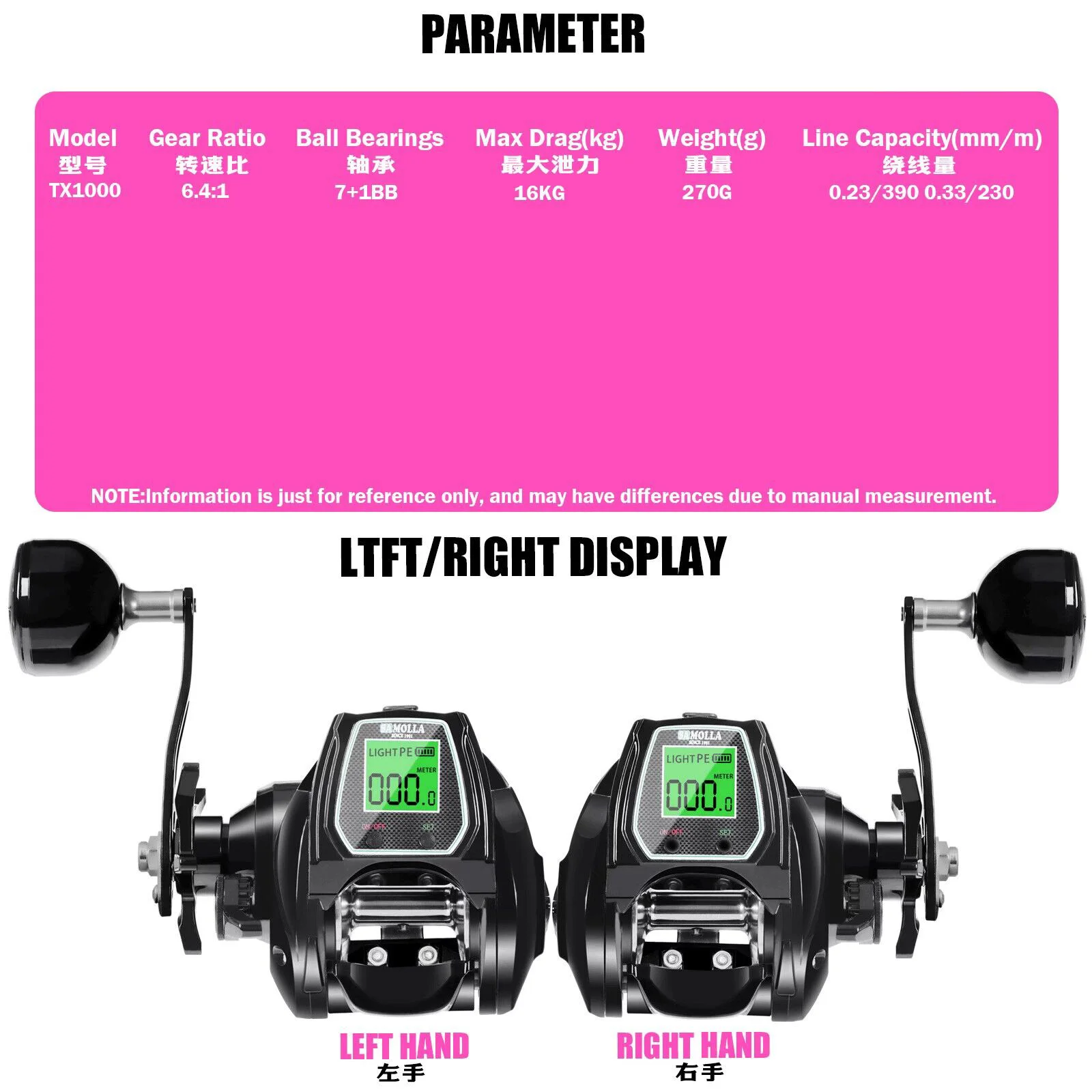Carreto de Casting Samolla TX1000 com Contador Digital 6.4:1 16kg - Image 2