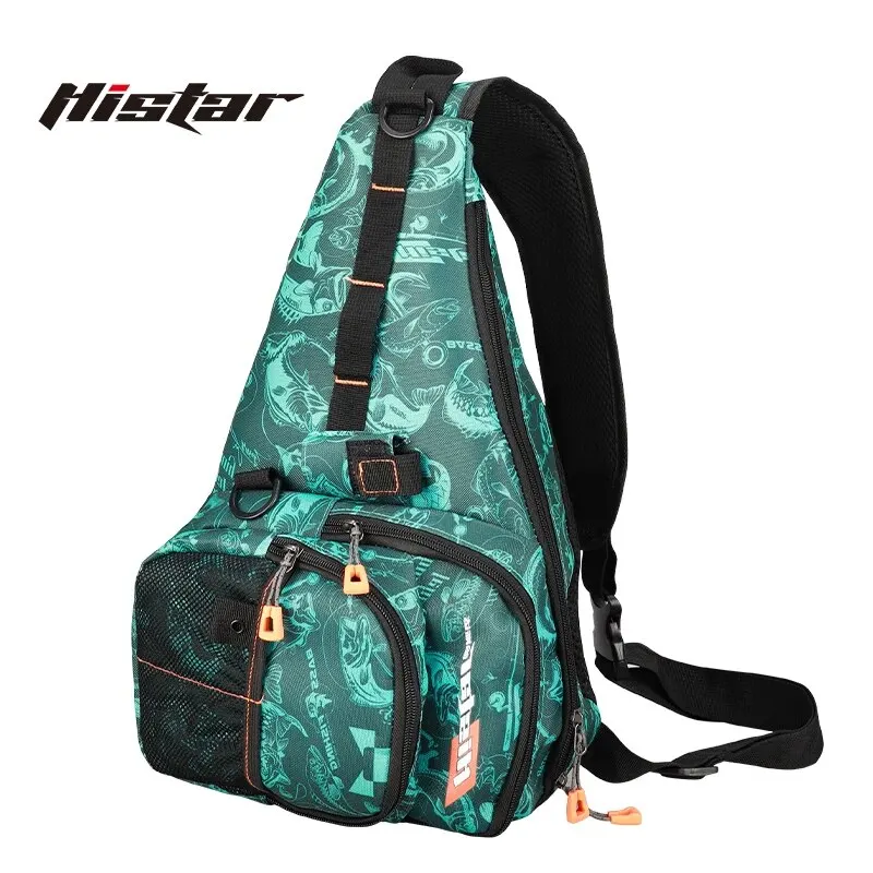 Mochila de Peito Histar para Pesca com Suporte de Cana e Grande Capacidade