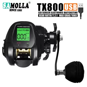 Carreto de Casting SAMOLLA com Contador Digital LED 7.2:1 10kg