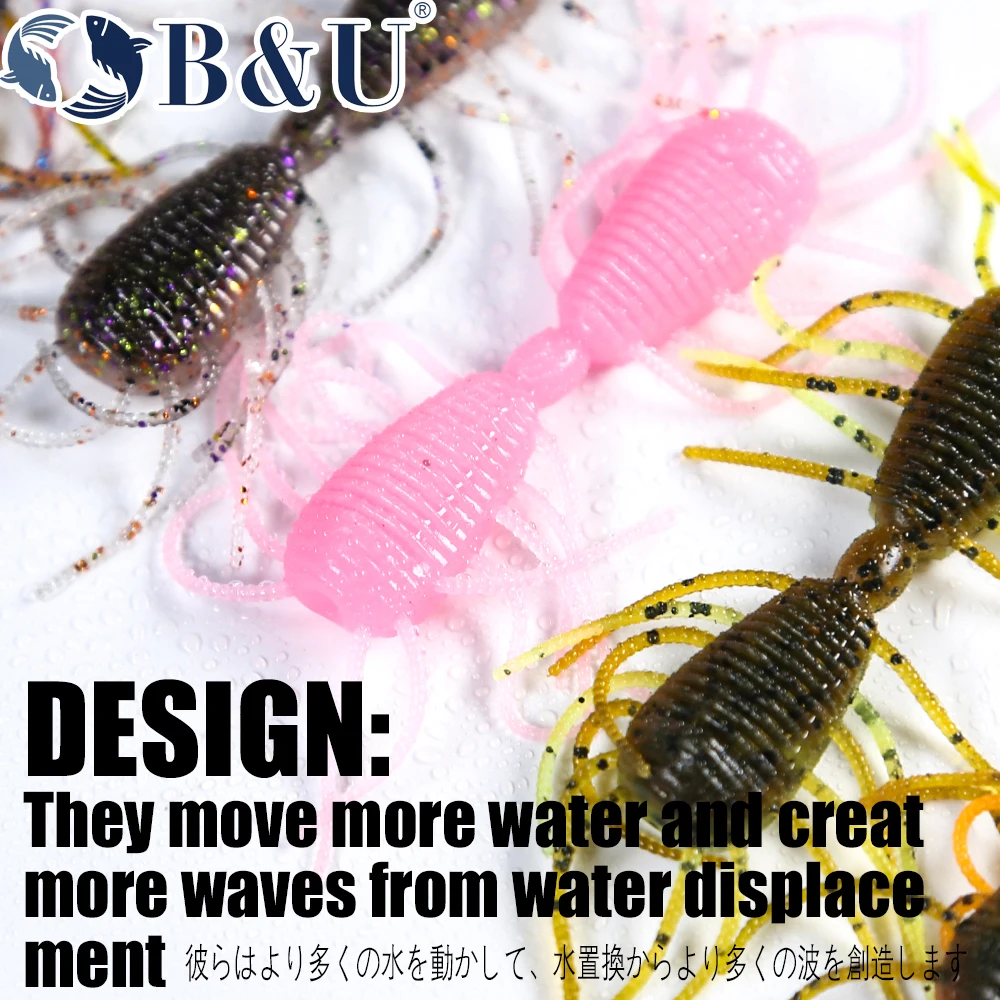 Amostra de Vinil B&U 2WAY Larva 50mm para Pesca Finesse - Image 6