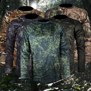 Camisola Técnica de Pesca Camuflada Manga Comprida Secagem Rápida