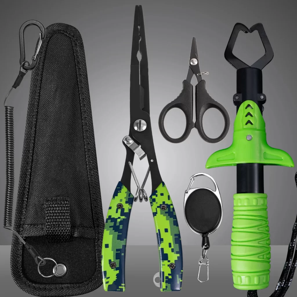 Kit de Ferramentas de Pesca com Alicate, Tesoura e Grip
