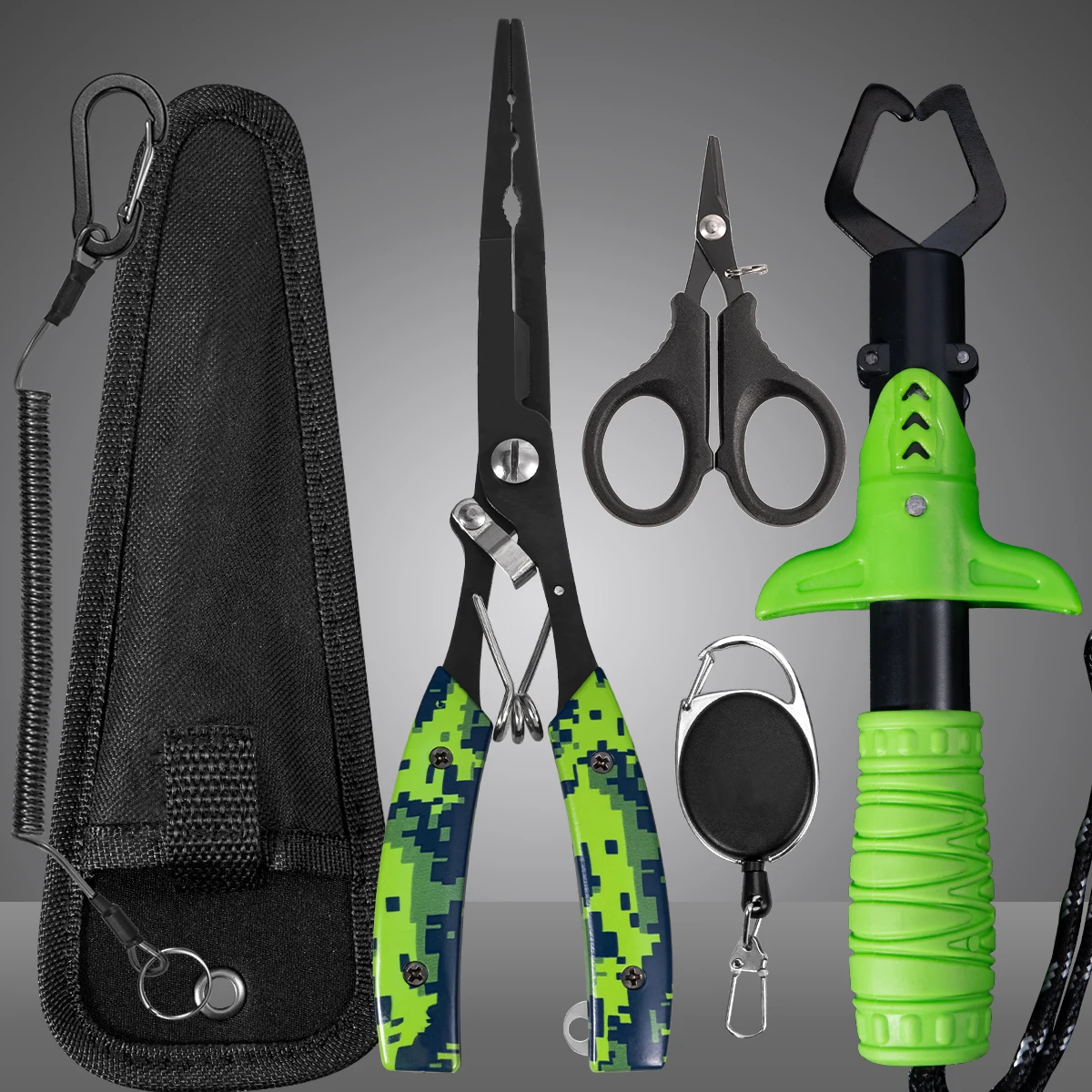 Kit de Ferramentas de Pesca com Alicate, Tesoura e Grip