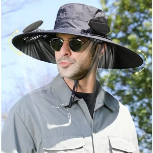 Chapéu de Pesca com Ventoinha Solar para Protecção no Verão