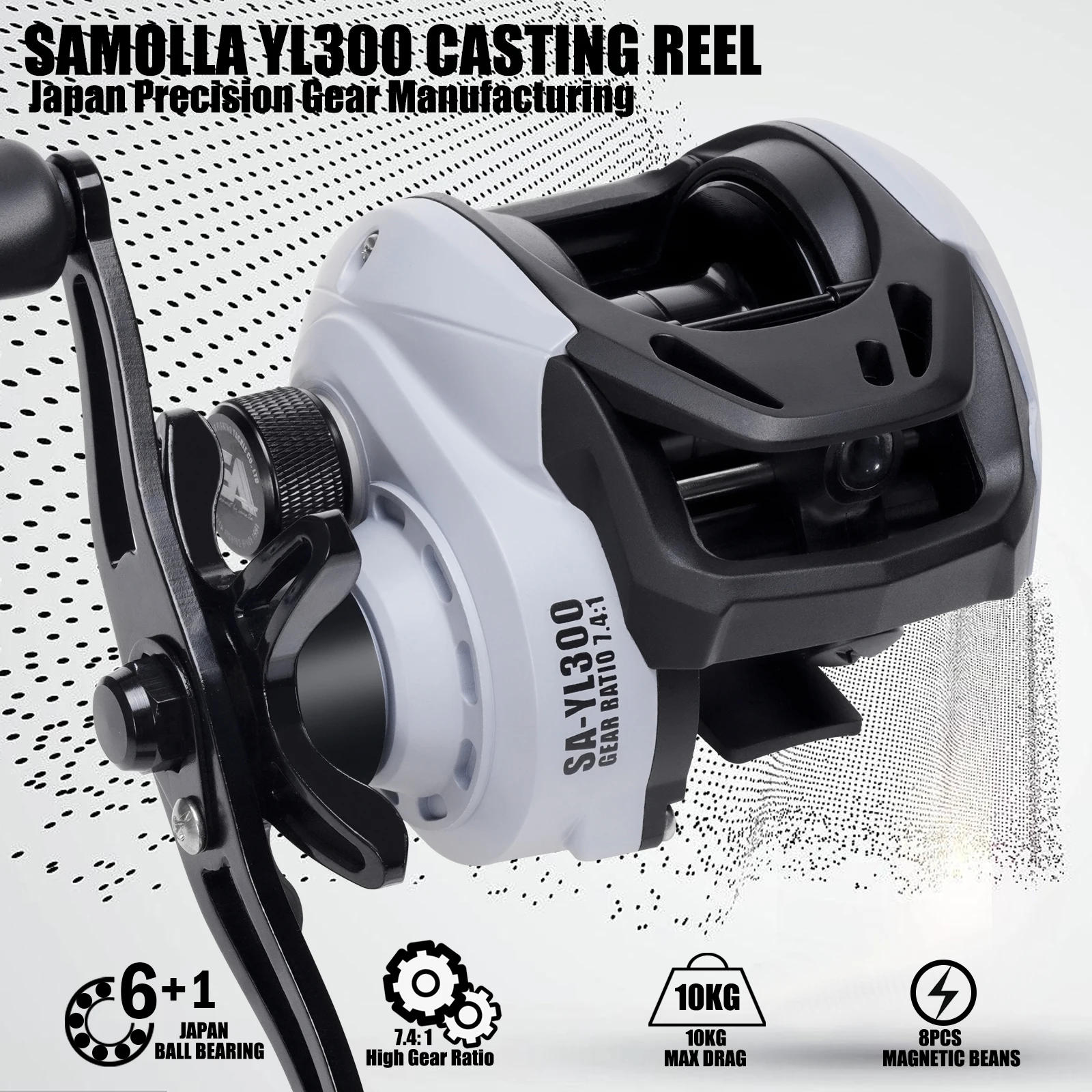 Carreto de Casting SAMOLLA Long Shot 7.4:1 6+1 Rolamentos 10kg - Image 4